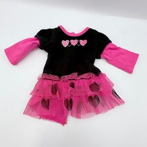 Dollie & Me 18 Inch Doll Dress Black Pink Heart Tutu Long Sleeve RN116518